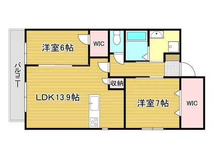 ウィッチ ヘーゼル(2LDK/4階)の間取り写真