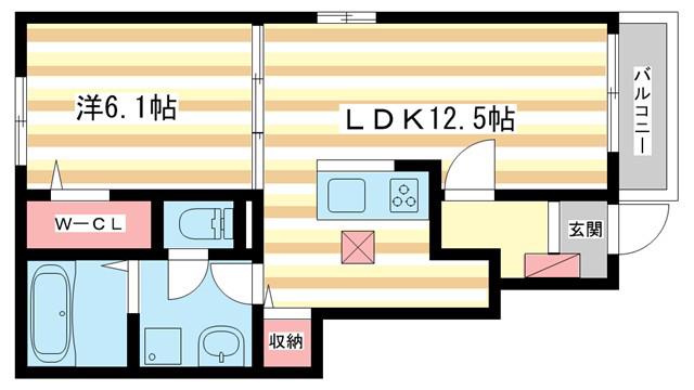 ドリームX(1LDK/1階)の間取り写真