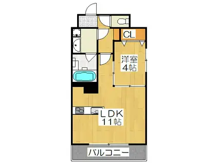クローナコート烏丸御池(1LDK/4階)の間取り写真