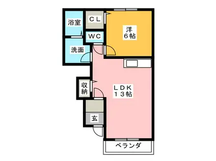 エフ・プロムナード(1LDK/1階)の間取り写真