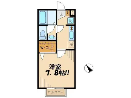 ラ・リヴェール(1K/2階)の間取り写真