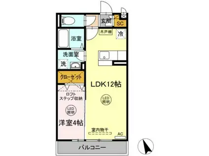 レセンテ野川(1LDK/1階)の間取り写真