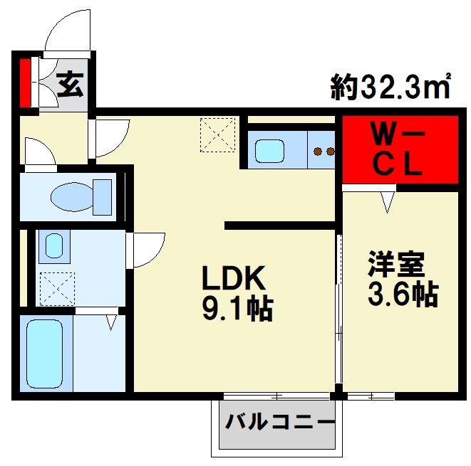MAY FEVRIERII(1LDK/1階)の間取り写真