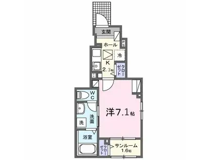 コロレ宝永町(1K/1階)の間取り写真
