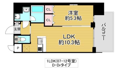 プレジオ城東(1LDK/12階)の間取り写真