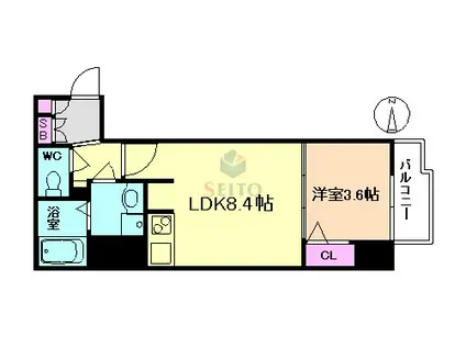 メインステージ大阪ノースGATEII(1LDK/10階)の間取り写真