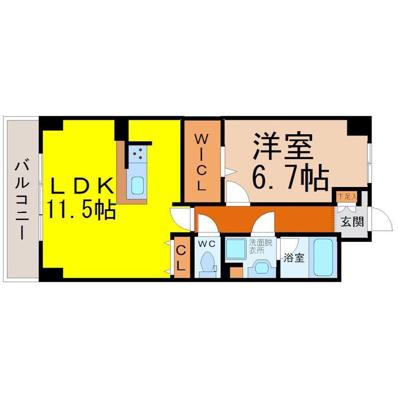 BLISS(1LDK/7階)の間取り写真