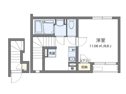 マンダリーナ(1K/2階)の間取り写真