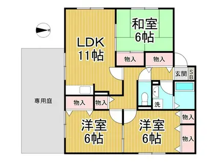 ハウゼ春日丘(3LDK/1階)の間取り写真