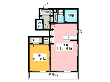 フェリーチェII(1LDK/1階)の間取り写真