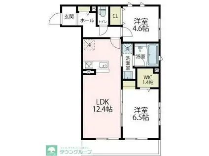 ヴァローレIII(2LDK/1階)の間取り写真