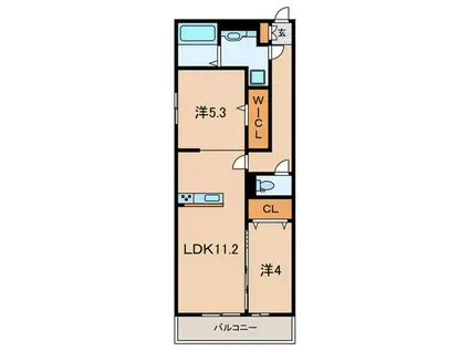 アリビオ南武庫之荘(2LDK/3階)の間取り写真