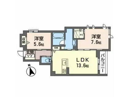 エストレヤ泉中央(2LDK/2階)の間取り写真