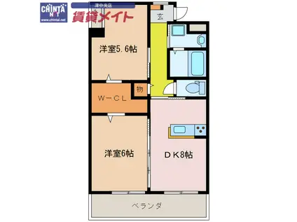 栗真MSビル(2DK/3階)の間取り写真