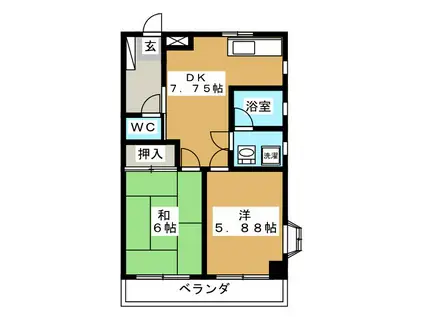 矢島ハイツ(2DK/3階)の間取り写真