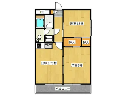 公英ビル(2DK/3階)の間取り写真