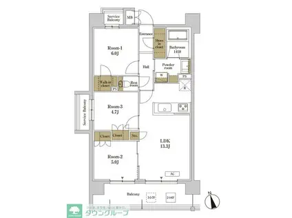 RJRプレシア川口(3LDK/6階)の間取り写真