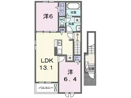 トレゾール ドミール I棟(2LDK/2階)の間取り写真
