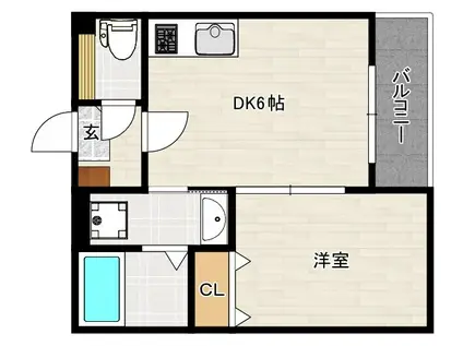 クラッセ和白(1DK/1階)の間取り写真