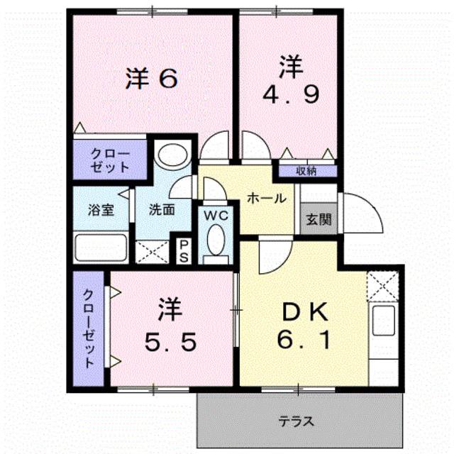ＪＲ和歌山線 岩出駅 徒歩17分 3階建 築31年(3DK/1階)の間取り写真