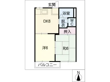 ロランジュハウス(2DK/2階)の間取り写真
