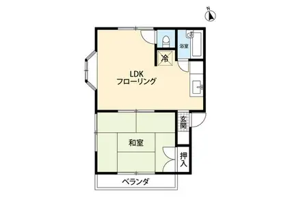 シャルムホワイト(1LDK/2階)の間取り写真