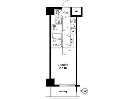 SQUARE潮見(1K/6階)の間取り写真