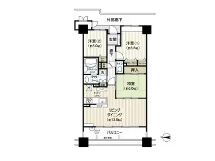 サーパス長町南(3LDK/8階)の間取り写真