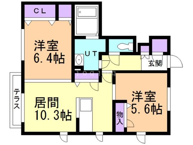 シャーメゾン西大野(2LDK/1階)の間取り写真