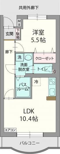 アビタシオンB(1LDK/3階)の間取り写真