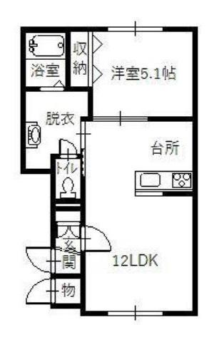 テクナス(1LDK/2階)の間取り写真
