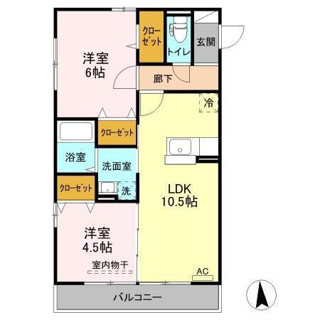 ラ メゾン ドュ ブラン(2LDK/3階)の間取り写真