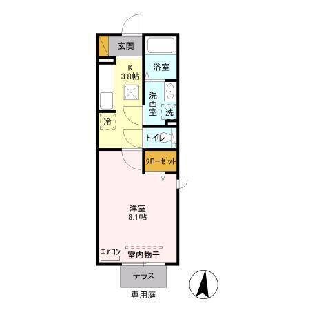アルシオーネ(1K/1階)の間取り写真