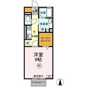 セジュール那加(1K/2階)の間取り写真