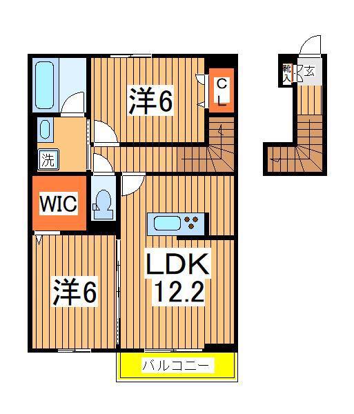ORTO SOLE(2LDK/2階)の間取り写真