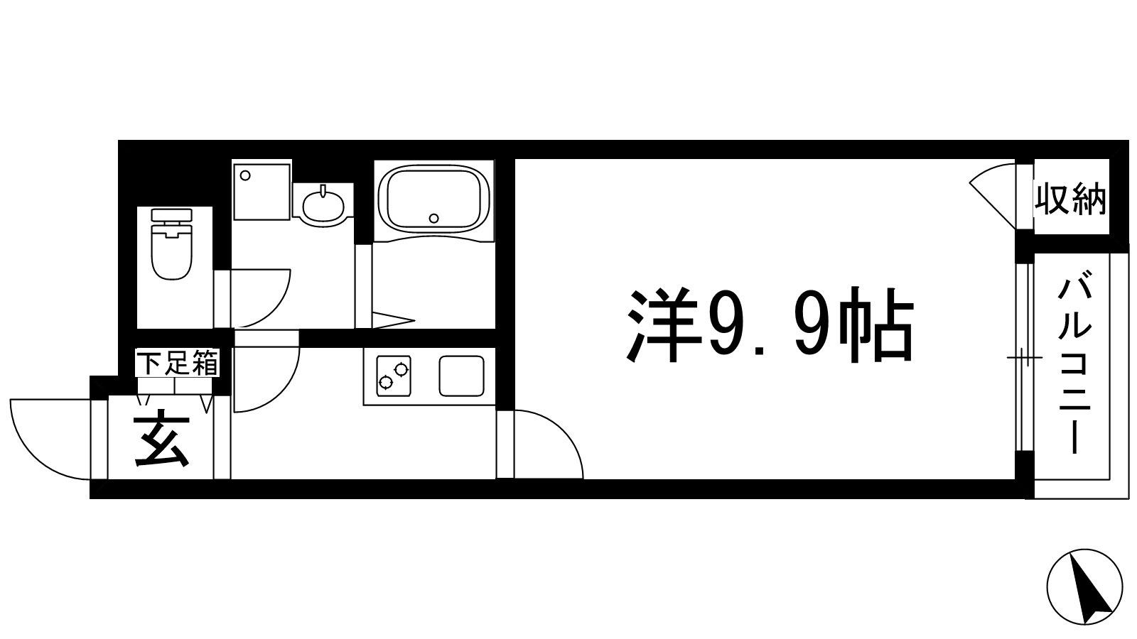 クレイノクリエイト仁川(1K/1階)の間取り写真