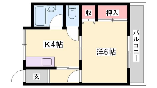 リバティ浜の宮(1K/1階)の間取り写真