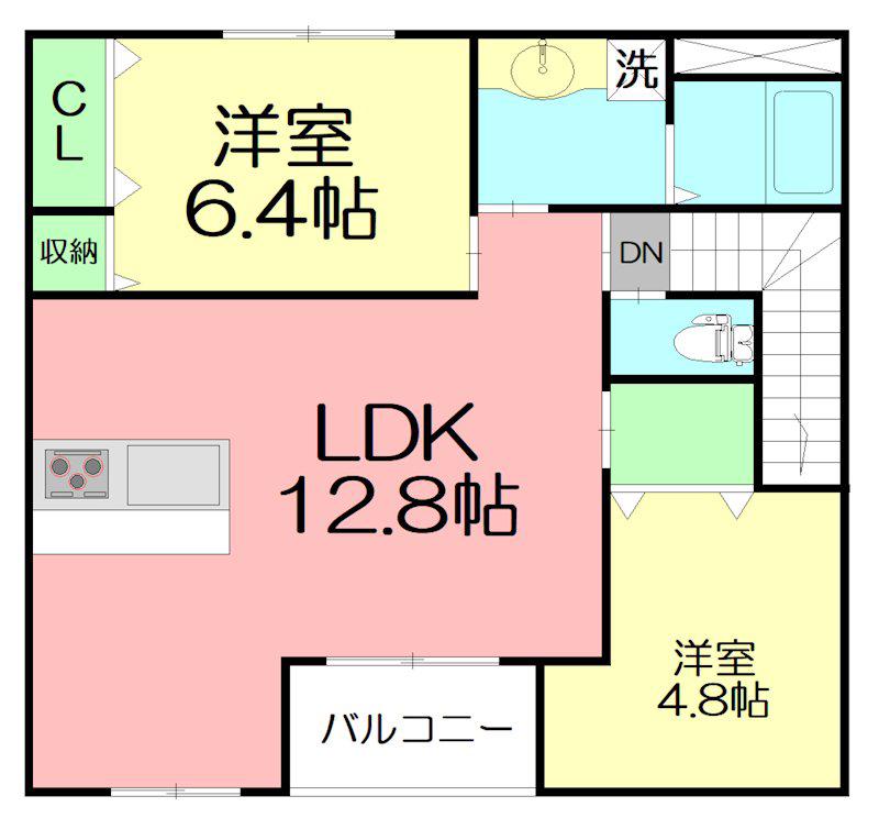 ルームズ ココ(2LDK/2階)の間取り写真