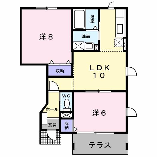 エクセルコーポなるみ(2LDK/1階)の間取り写真