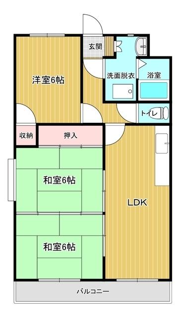 高井マンション(3LDK/1階)の間取り写真