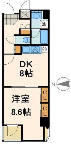 レジディア入谷(1LDK/9階)の間取り写真