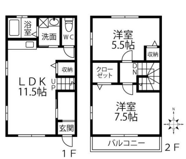 ガーデンハイムB(2LDK/1階)の間取り写真