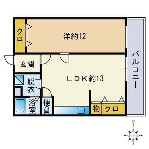 福岡高宮マンション(1LDK/2階)の間取り写真
