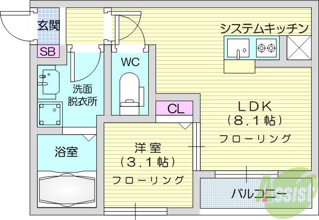 LIRIO 1(1LDK/1階)の間取り写真