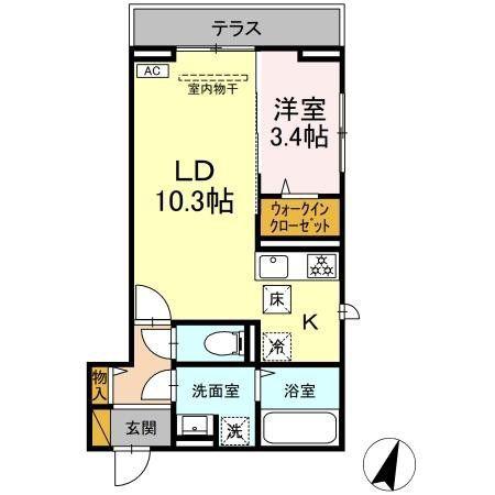 D-SOLACE祐光 A(1LDK/1階)の間取り写真