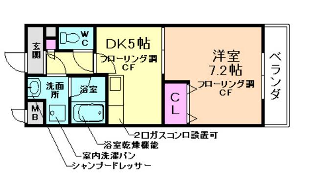 フローラルエヴァン(1DK/3階)の間取り写真