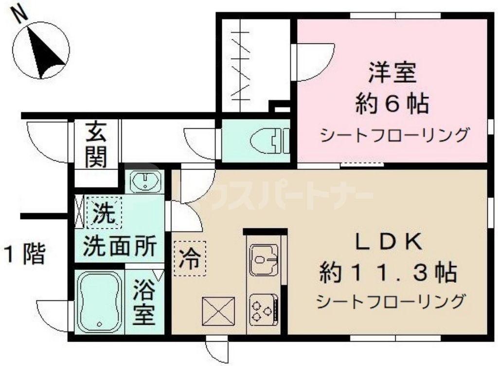 BONNE RIVIERE(1LDK/1階)の間取り写真