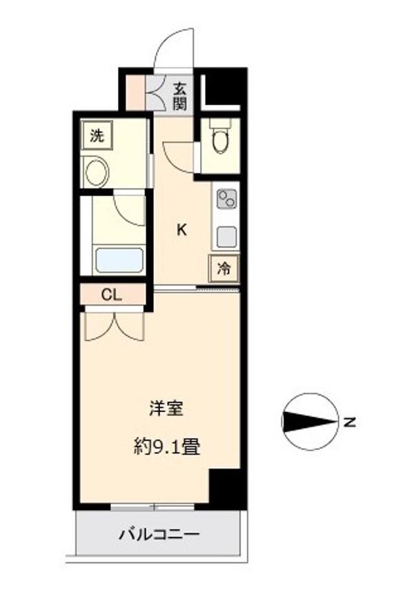 ウエストパーク支倉(1K/9階)の間取り写真