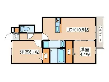オルタンシア(2LDK/1階)の間取り写真