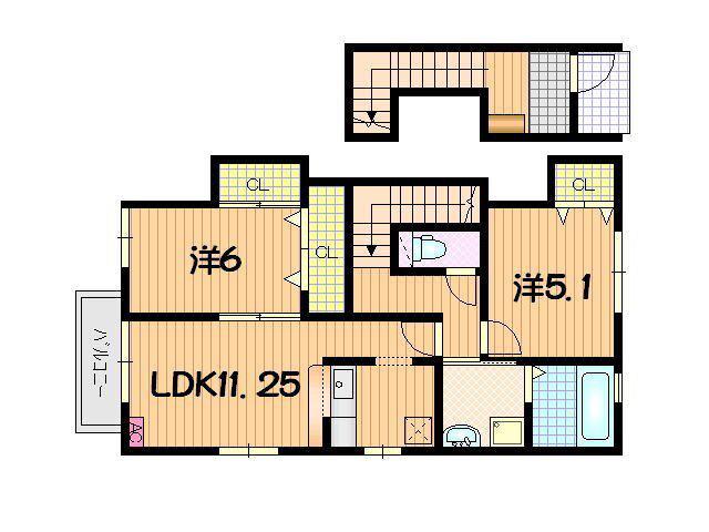 ALBIREO A棟(2LDK/2階)の間取り写真